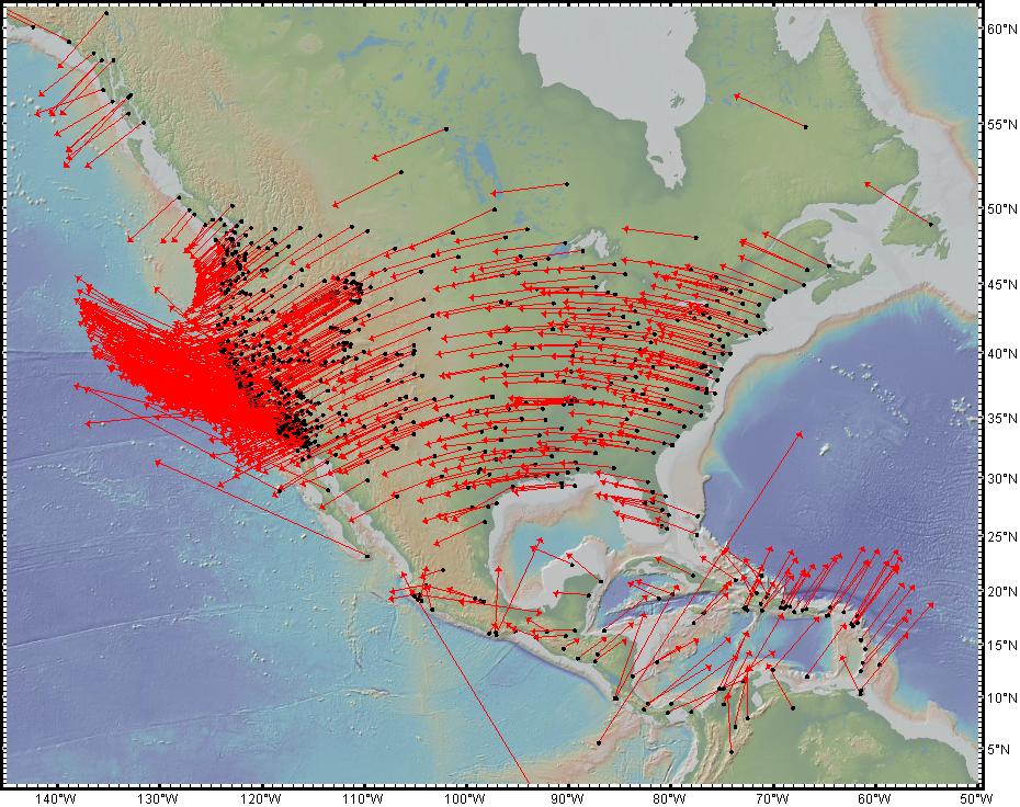 UNAVCO PBO Plate Velocity Vector Data - IGS08